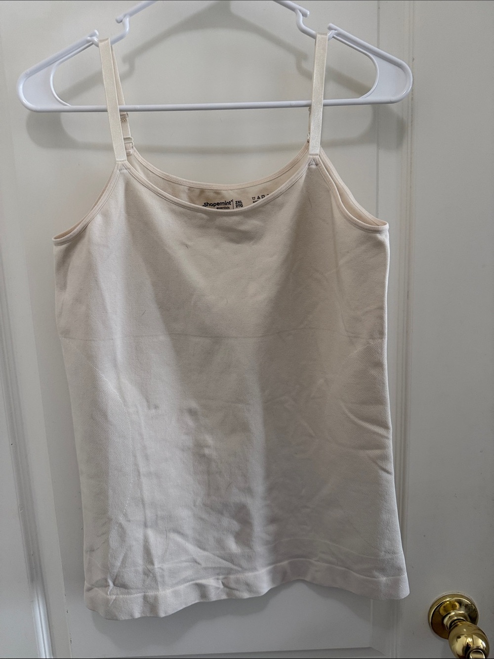 Women’s 2xl Tummy Breast Support Adjustable Strap Cream Tank Top